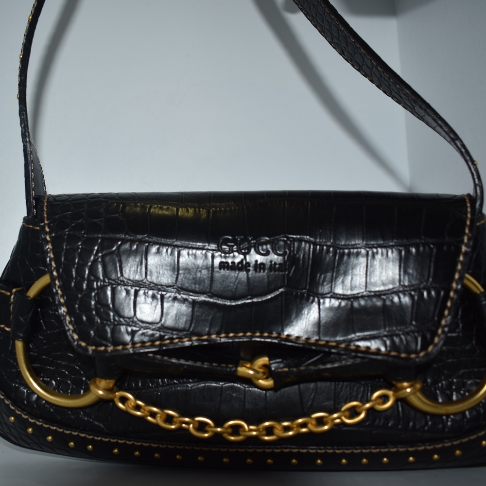 Italian Leather Fabric With Shiny Gold Hardware